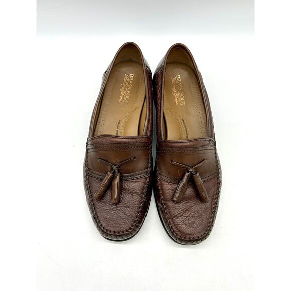 Brass Boots Walking Glove Brown Tassel Shoes Sz 9.5 W Sheepskin Lining 93392 - Picture 4 of 16